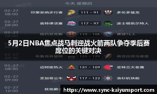 5月2日NBA焦点战马刺迎战火箭两队争夺季后赛席位的关键对决